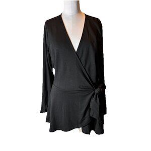 Eloquii Wrap‎ Long Sleeve Black Top Women’s Size 16 NWT